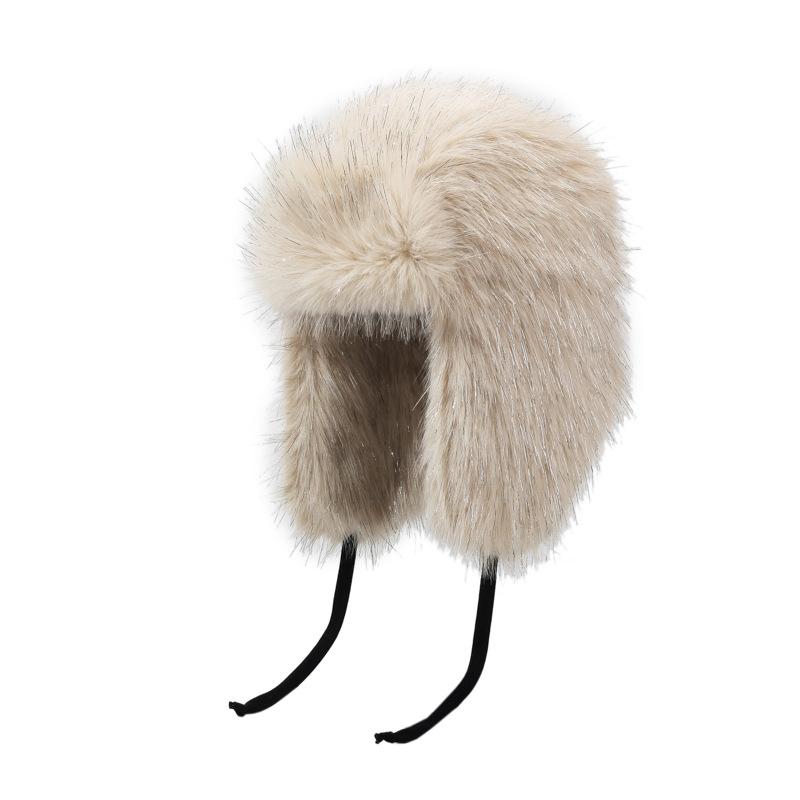 New winter silver silk plush hat thickened thermal hat cold-proof fluffy hat autumn and winter imitation fox hair showing small face hat