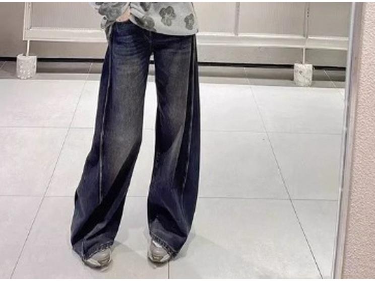 Spring 2025 Wide-Leg Flattering Jeans: Loose Fit, Hip-Covering, Banana Pants Style (5P2E11540)