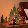 Lighted Christmas Tree Tabletop Decoration with Wooden Holiday Display for Festive Home Party Decor