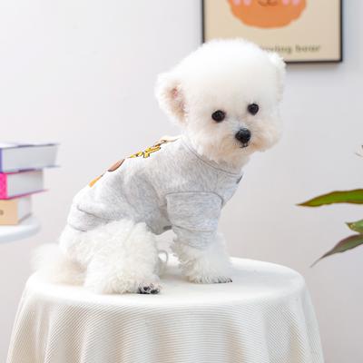 Pet Clothes Autumn and Winter New Small Dog Puppies Happy Dog Cat Warm and Comfortable Small Kugou Sweater - Light Gray