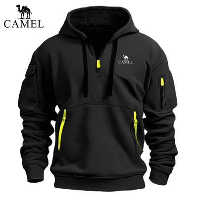 Stickerei Herbst Winter Neu Herren Hoodie Viertel-Reißverschluss Hoodies Tasche Sport&Outdoor Streetwear Cool Lässige Kleidung Hoodies Sweatshirts