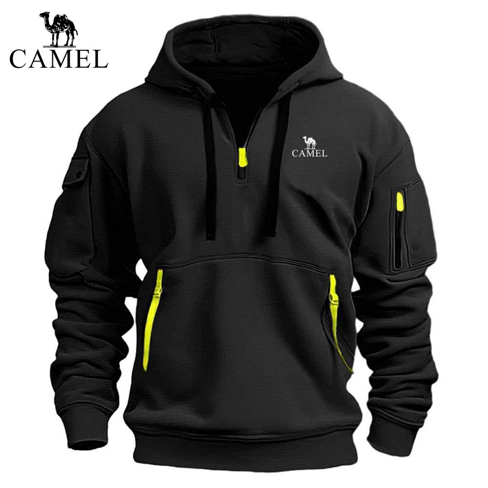 Camel Вышивка Осень Зима Новые мужские толстовки с капюшоном на молнии с карманами Спорт и отдых Уличная одежда Крутая повседневная одежда Толстовки с капюшоном Свитшоты S