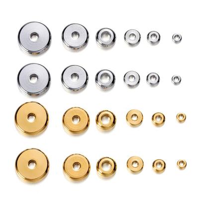 20 Teile/los 3-10mm Edelstahl Charm Spacer Perlen Flache Runde Lose Große Loch Perlen Für DIY Schmuck machen Liefert Zubehör
