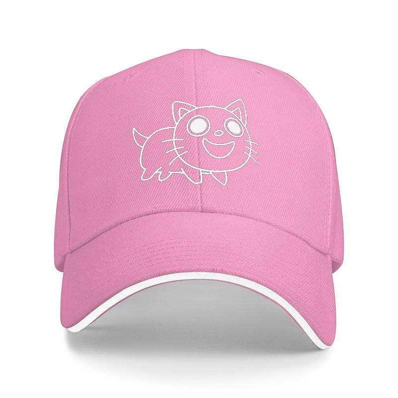 Cute Cat Outline Design Baseball Cap Black with White Trim and Playful Feline Graphic for Casual Wear and Fun Style StateUnisext