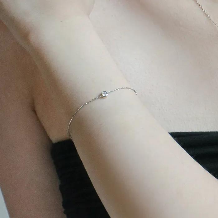 SILVER925 Bezel Cubic Chain Bracelet