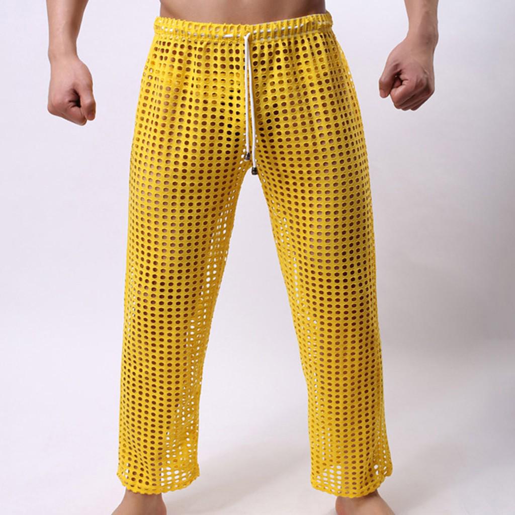 yellow mesh trousers