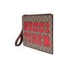 Gucci Monogram Logo Letter Print Striped Wristband Canvas And Leather Clutch Men clutch Ebony Brown 688378-US7DC-9395