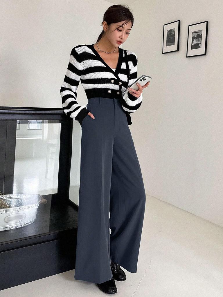 Petite High-Waist Straight-Leg Formal Trousers for Women