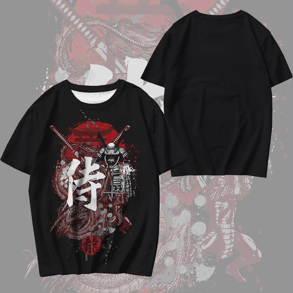 T-Shirts For Men 3d Japanese Ghost Warrior Print Man T-Shirt Hip Hop Tees Oversized T Shirt Men Clothes Vintage Street Tops 2024
