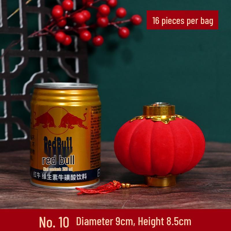 Small Red Flocked Ball Lantern Decoration for New Year Balcony and Outdoor Festival
