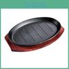 Set Tigaie Grill BBQ din Fontă cu Tavă de Bambus Ideal pentru Grătar