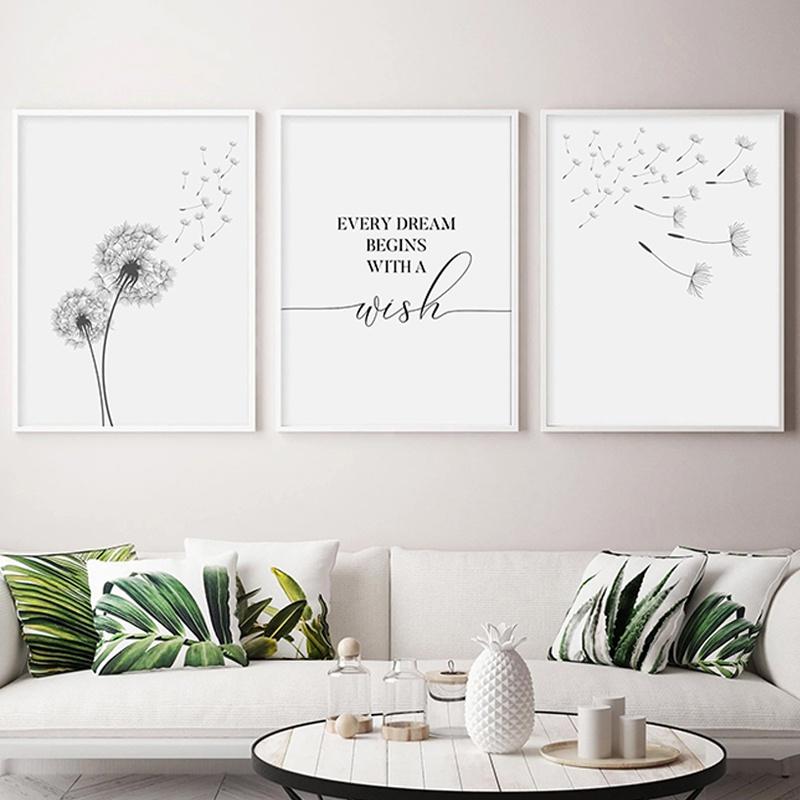 Dandelion Wall Art Canvas Painting Make Wish Dandelion Poster Prints Nordic Style Minimalist Living Room Bedroom Home Decor