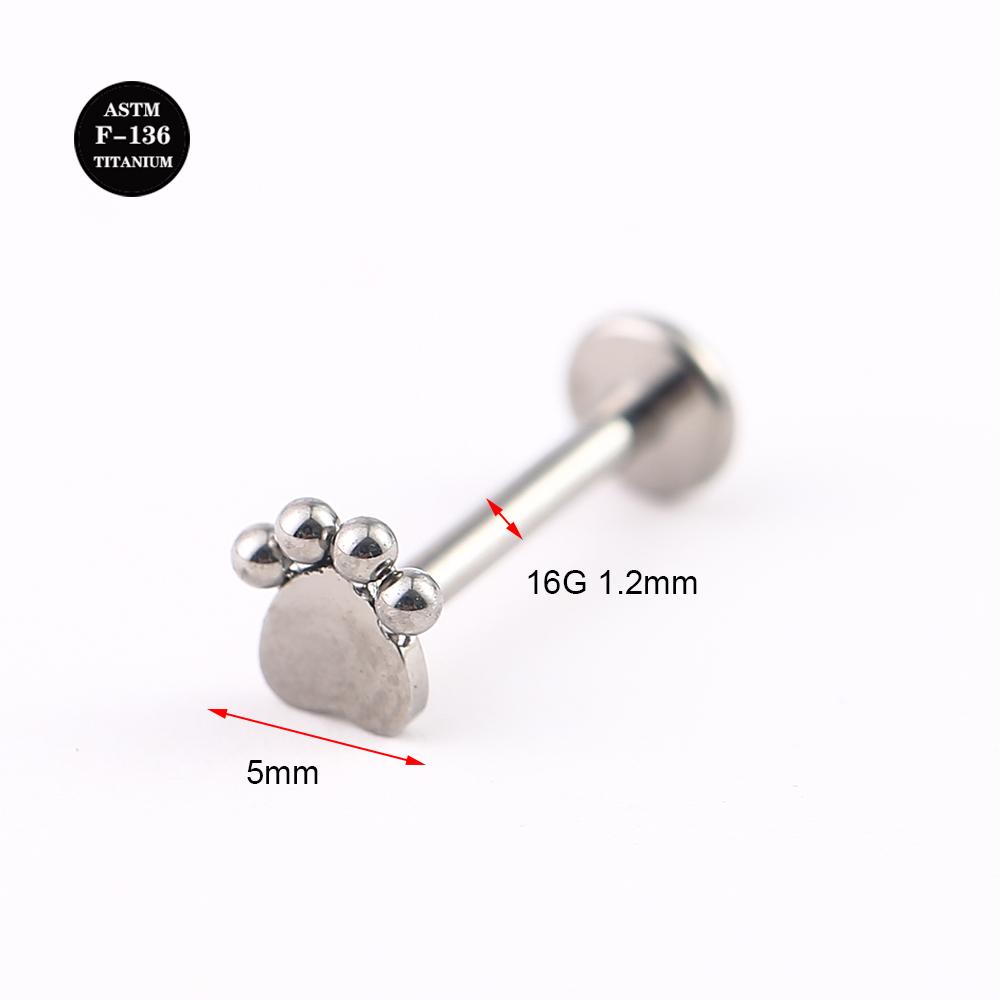 Cheap 16G ASTM F136 Titanium Internal Thread Labret Palm Stud for Lip ...