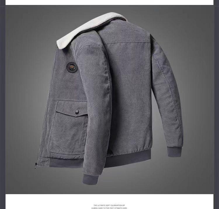 Chaqueta Cárdigan Unisex de Pana con Cremallera y Forro de Terciopelo Plus Otoño/Invierno 2025