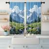 2pc    Window Drapes Dashan Tower Versatile Polyester Fabric  Without Electricity Birthday Party Applies to Holiday Decor