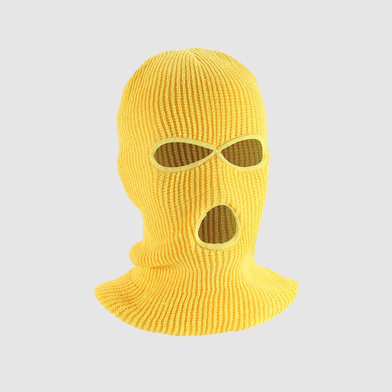 

Зимняя теплая вязаная балаклава: Ветрозащитная маска для лица с тремя отверстиями One Size