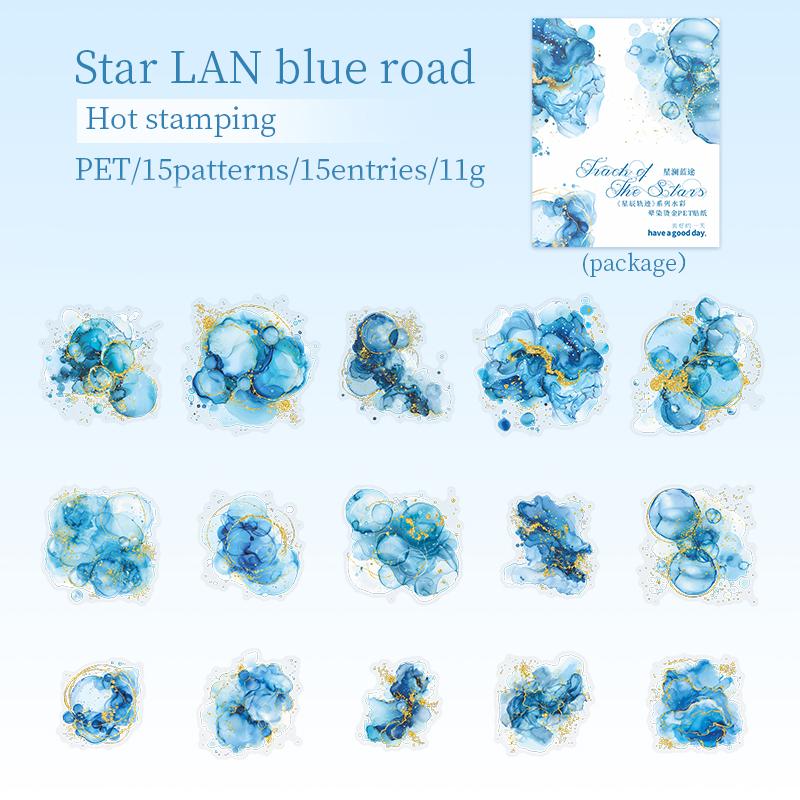 15 Sheets/bag PET Smudge Hot Stamping  Sticker Pack Handbook Material Cut Film Sticker Pack For Note Book Phone Case Decoration