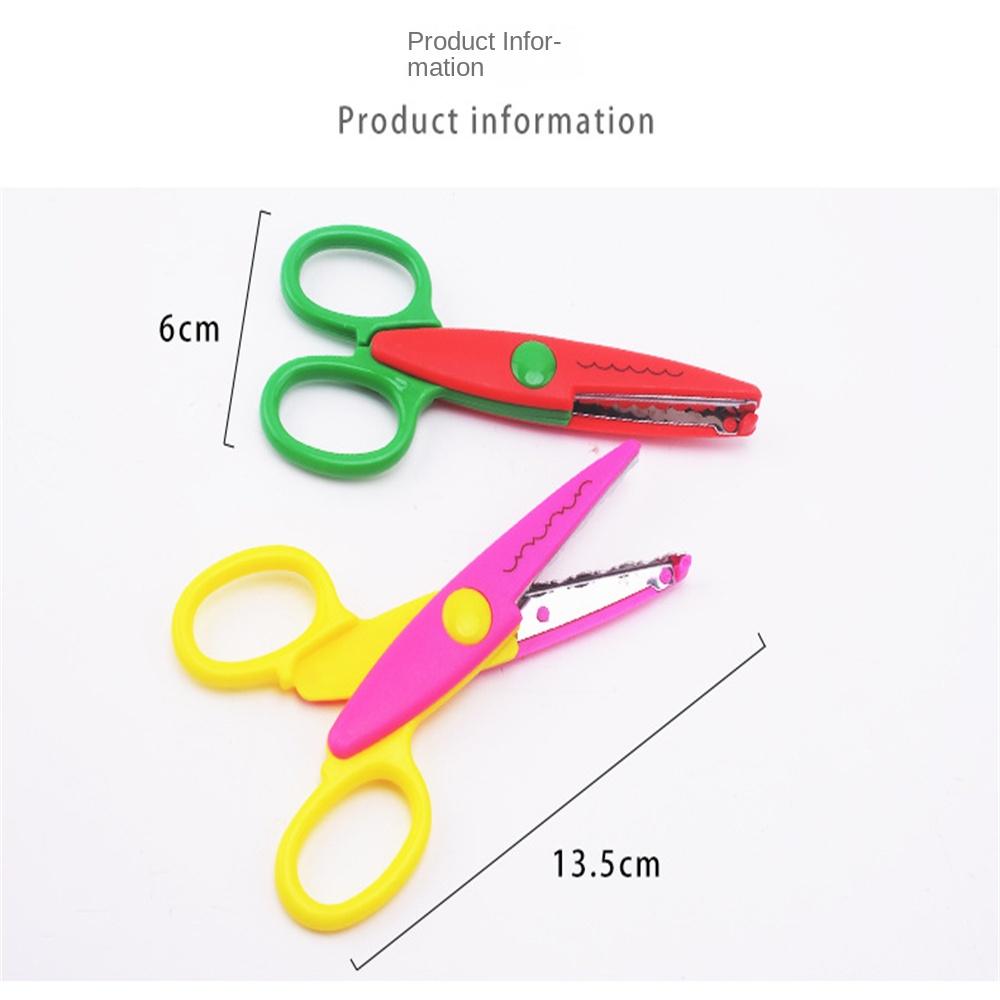 Kids Paper Craft Scissors 6 Cutting Patterns Curved Edges DIY Decorative Cartoons Lace Scissor Scrapbook Album Photos