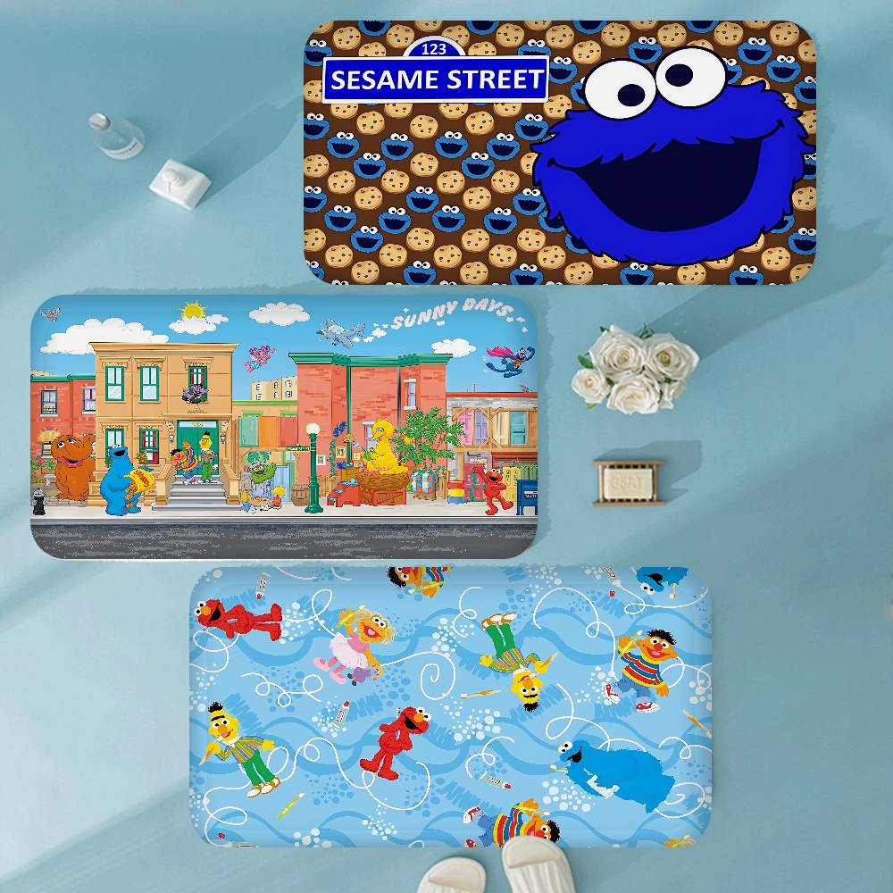 Cute S-Sesame Cookies S-Street Kitchen Mat Kids Room Bedroom Decoration Balcony Anti-Slip Doormat Living Room Alfombra