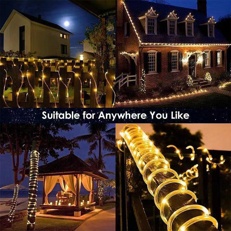 LED Solar Tube Lights - Rainbow Copper String for Outdoor Decoration