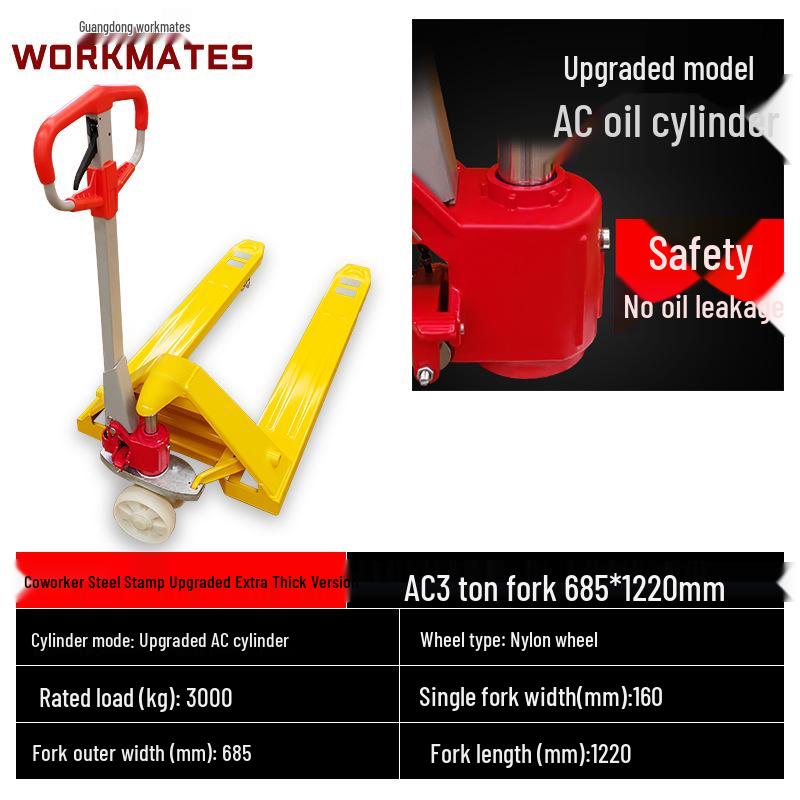 Manual Hydraulic Pallet Truck Forklift, 2/3 Ton Capacity, Warehouse Hand Pallet Mover