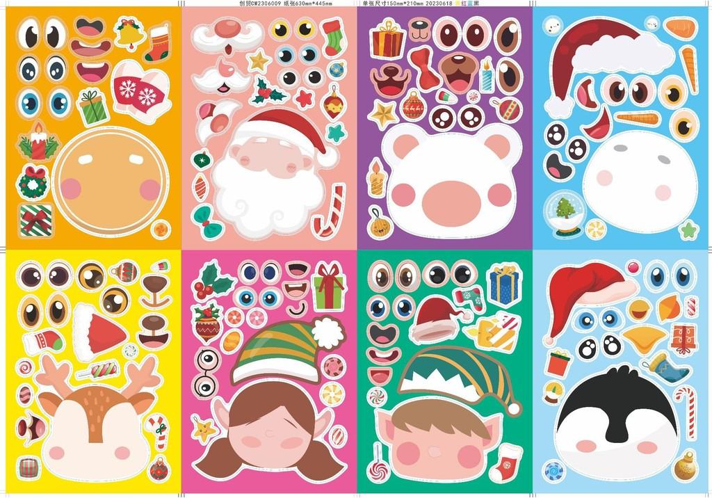 Cute Cartoon Christmas Santa Snowman Diy Stickers For Creative Kids Activities
