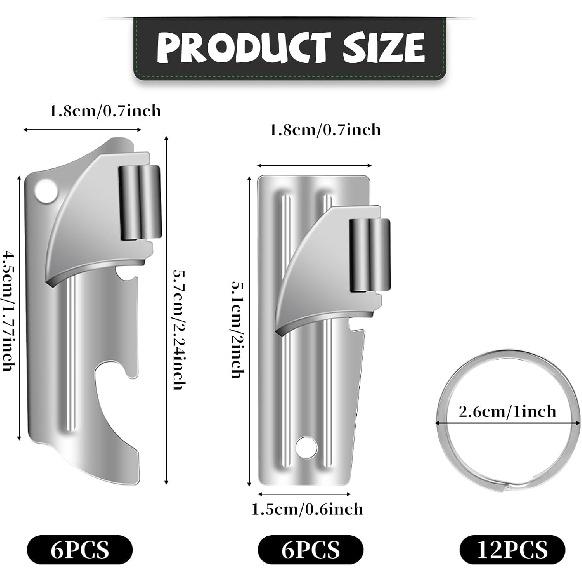 12pcs Can Opener,P-38 and P-51 Can Openers with Key Rings,Stainless Steel Camping Opener,Portable Army Survival for Traveling
