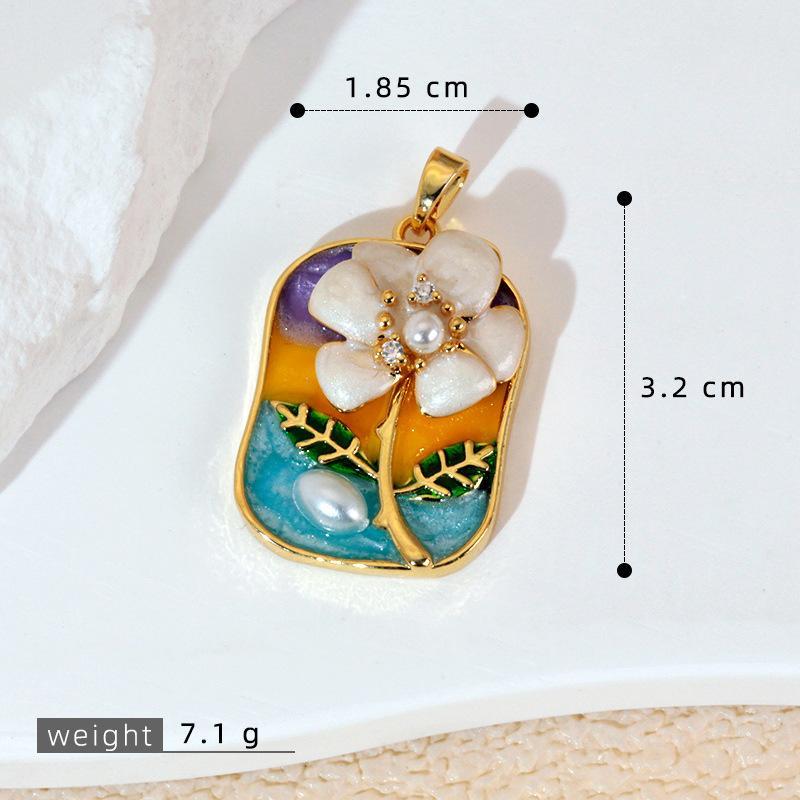 Multi Style Flower Charms For Jewelry Making Brass Gold-Plated Oil Drop Pendant Diy Jewelry Material