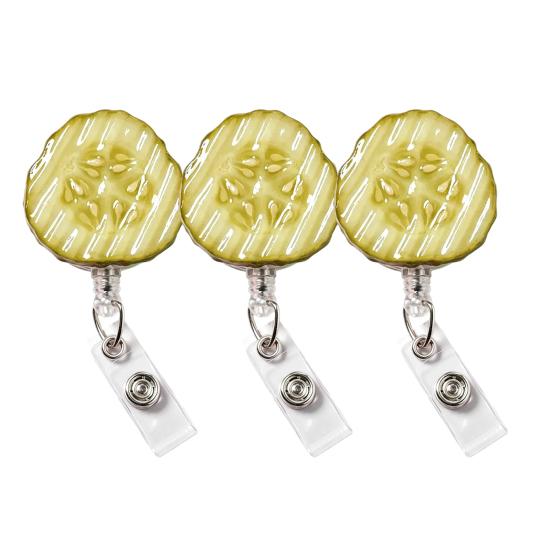 Pickle Retractable Badge Reels ID Holder with Strong Metal Clip Anti-slip Badge Holder for Work Badges Keys Bus Cards Access Cards