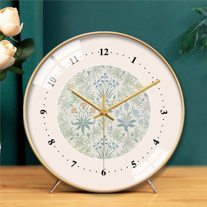Vintage French Floral Pattern Silent Wall & Table Clock for Living Room