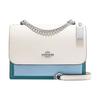 Klare 22 Silver And Gold Letter Logo Plaque Flap Crosshatch Leather Envelope Shoulder Bag Medium Women Shoulder Bag White Blue CH796-SVCAH