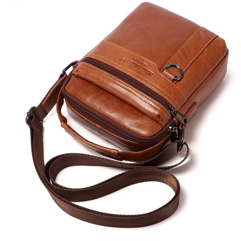 New Men's Leather Messenger Bag Mini Shoulder Bag 8-inch Trendy Men's Bag Retro First Layer Cowhide Handbag