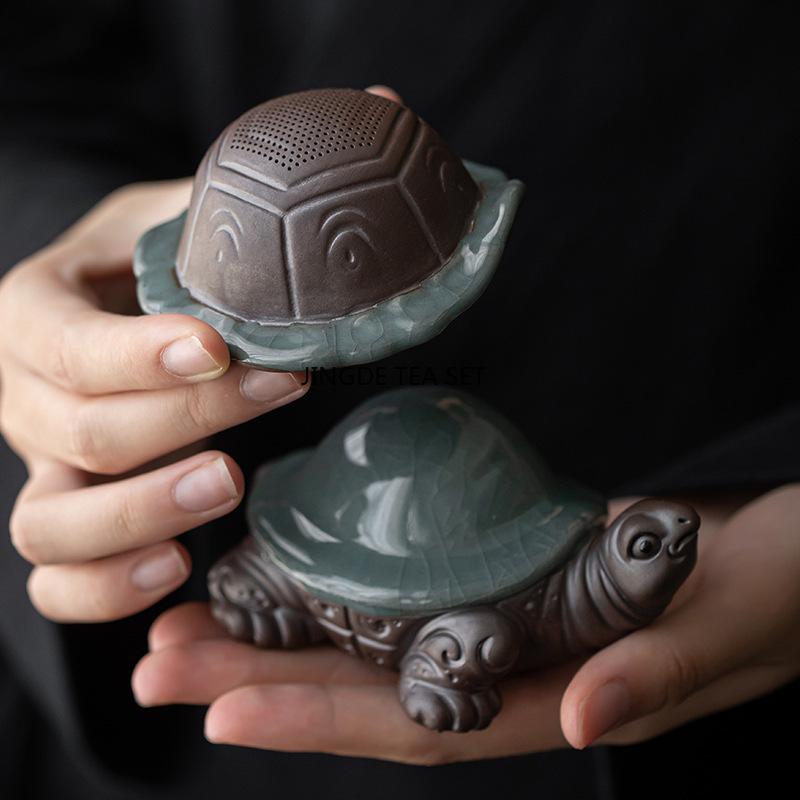 Juego de Té Tortuga Cerámica Filtro Estatuas de Animales Lindas Decoración del Hogar Juego de Té Kung Fu chino