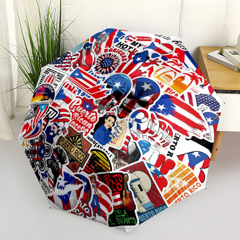 Puerto Rican Princess Umbrella Portable Folding Umbrella Durable Iron Frame,8 Ribs Structure Suitable for All Seasons Home Travel Outdoor Mu
