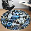 1pc Stained Glass Bird Office Round Area Rug, Under Office Chairs Bedroom Living Room Home Decor, Room Deco