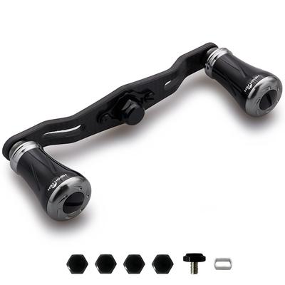 HEIGHTEN 85/95mm Reel Handle, 1.5K Carbon Cloth, for Shimano, Daiwa, and Abu Baitcasting Reels, Pillar Series (Black & Gunmetal, V2.0-85mm) (996)