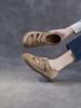 Johnature Genuine Leather Retro Round Toe Sandals Hollow-out Breathable Versatile Women's Flat Shoes