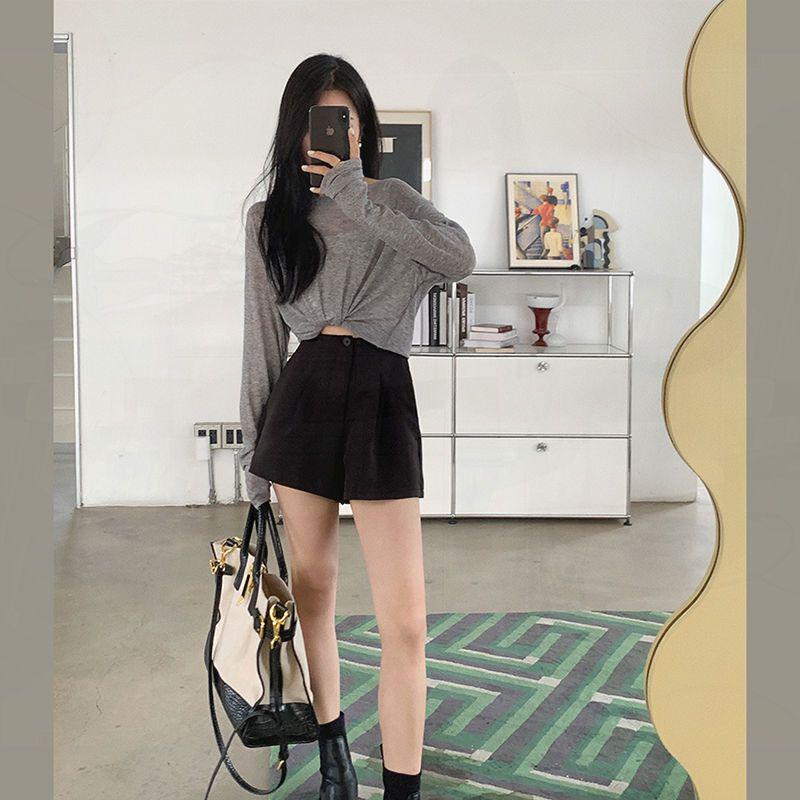 2022 Summer Korean Style Women's High-Waisted A-Line Wide-Leg Casual Shorts