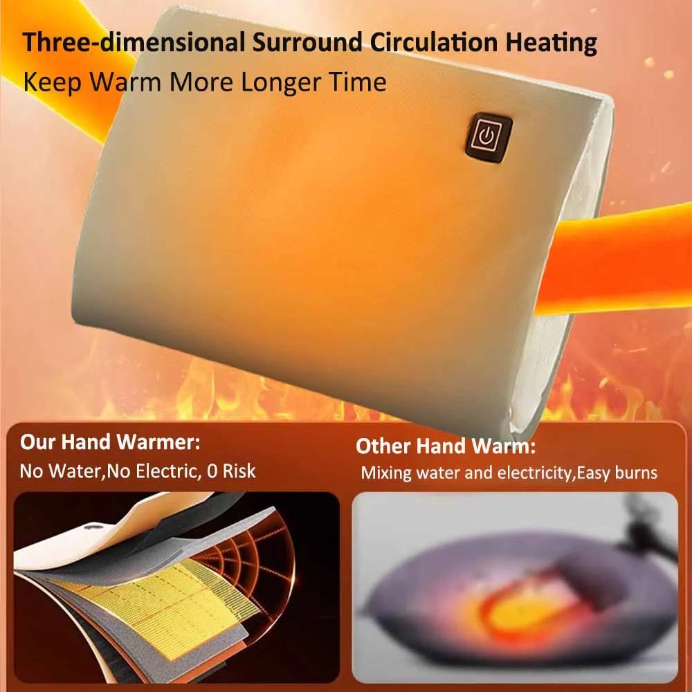 USB Electric Heating Hand Warmers Bag Portable Heated Gloves Handwarmers Pouch Electric Heater Pad for Foot Leg Body 3 Modes