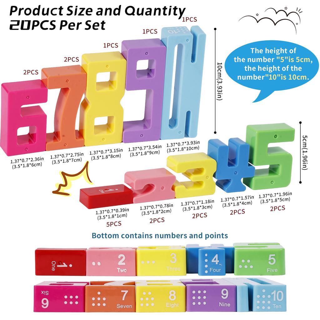 NEW Digital Building Blocks Children's Educational Toys, Baby Early Education Large Particle Color Building Block Toys, Gift
