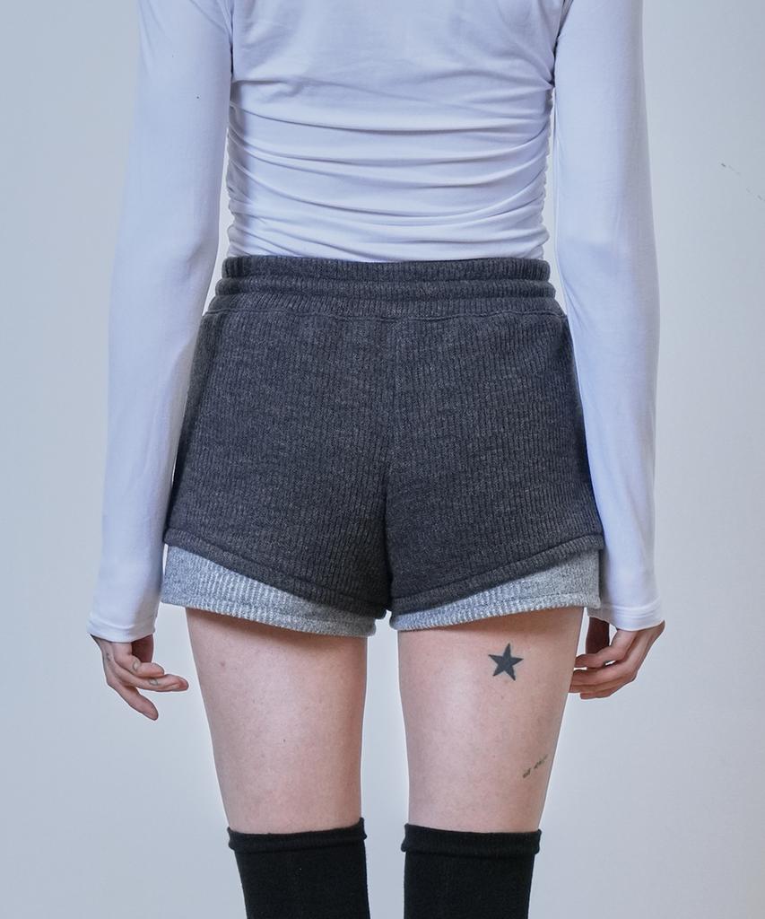 Nyuje Code Embroidery Knit Shorts (Charcoal)