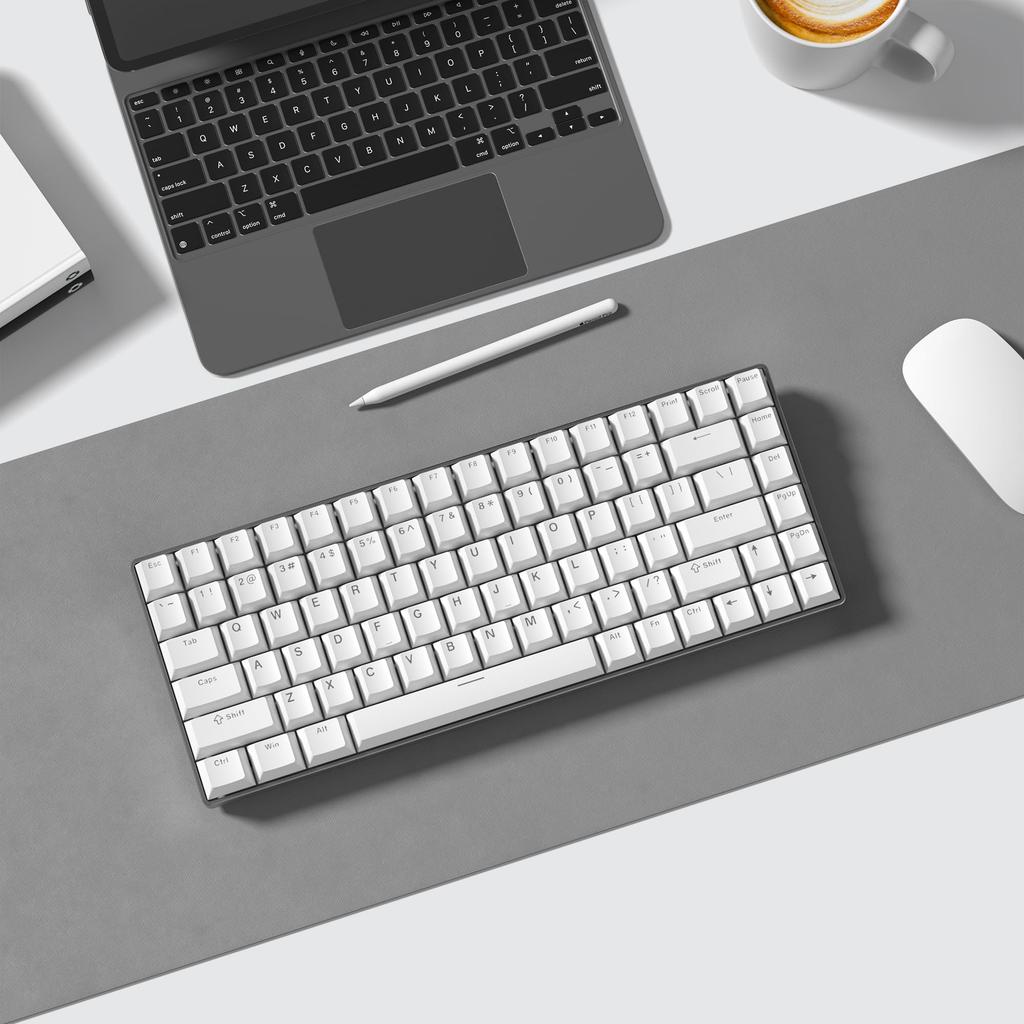 122-Key Double-Shot PBT Light-Transmitting Keycaps with Cherry Profile for Mechanical Keyboards (White)