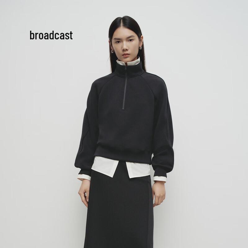 Broadcast Women's Zip-Up Stand Collar Long Sleeve Sweatshirt