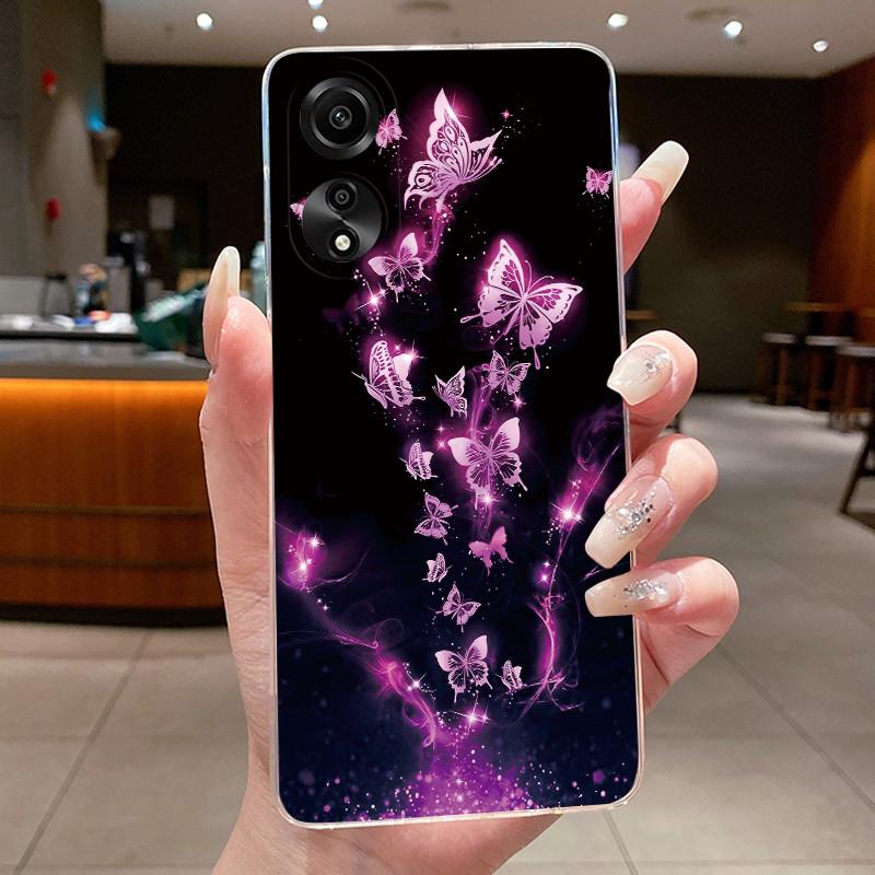 Case For OPPO A78 4G 5G A98 F23 A1X Flower Butterfly Phone Cases For Oppo A98 Soft Silicone Capa Transparent TPU Jelly Cover