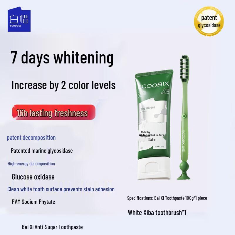 Baixi Longjing Tea Toothpaste & Green Toothbrush Set