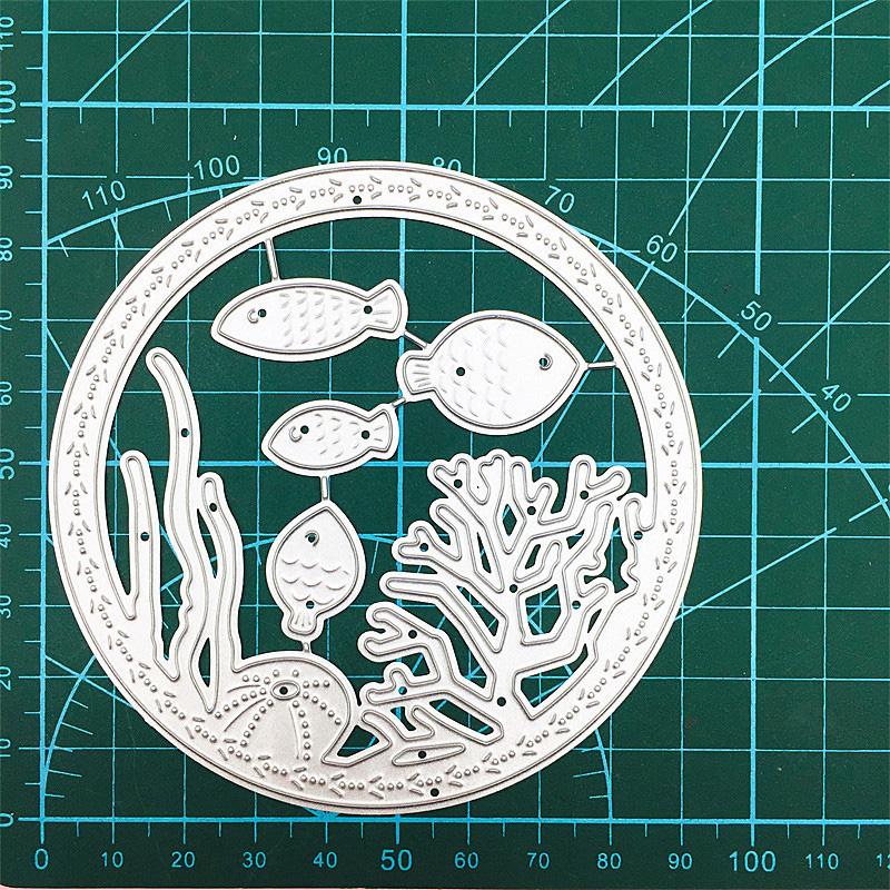 Runde U-Boot-Welt, Seegras, Koralle, Design-Stil, für Scrapbooking, Basteln, 3D-DIY, Festival-Kartenherstellung