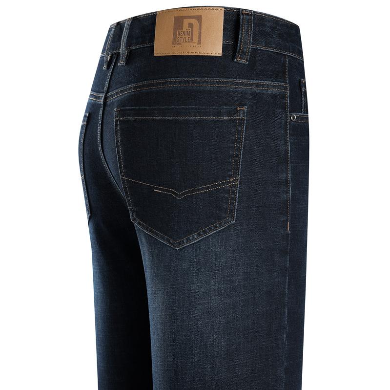 Autumn And Winter Men'S Jeans High Waist Loose Straight Middle-Aged Men'S Pants Deep Crotch Elastic Wear-Resistant Versatile Trousers