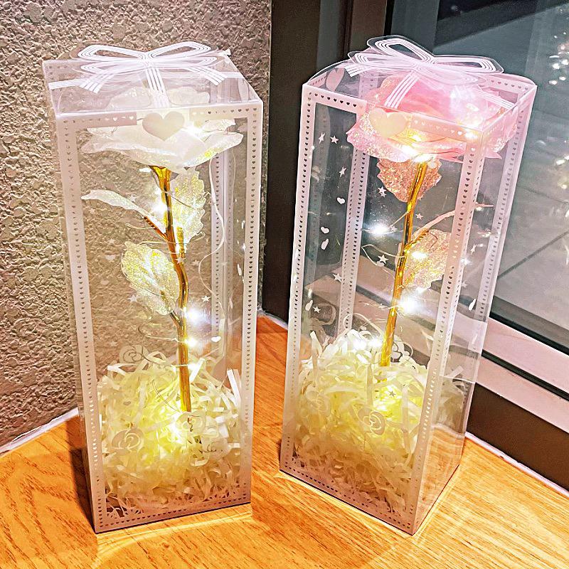 Luminous Flashing Gold Preserved Rose Bouquet – Creative Qixi Souvenir
