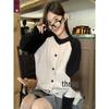Women's Retro Color Block Knitted Cardigan - Autumn/Winter Slim Fit, Long-Sleeve Sweater