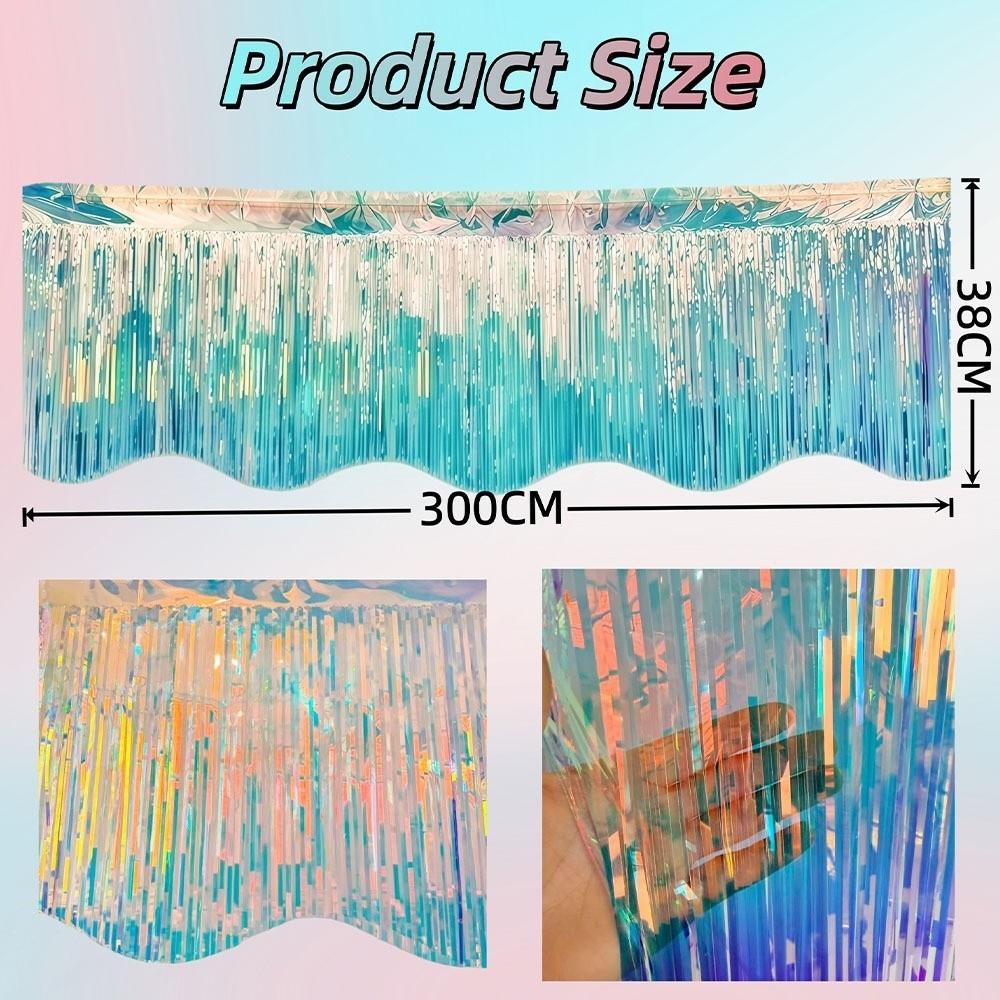 Laser Blue Wave Banner 38x300CM Backdrop Curtains Party Decoration Rain Silk Curtain  Shopping Mall